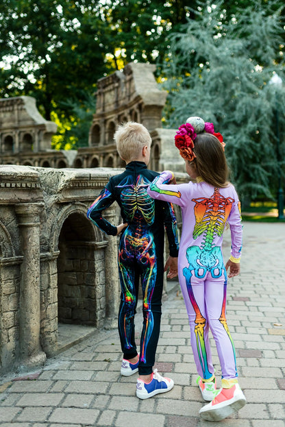 Glow-in-the-Dark Skeleton Jumpsuit for Girls - Halloween Costume