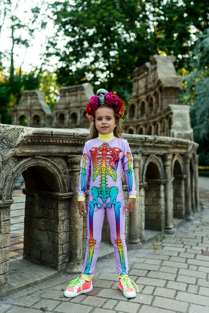 Glow-in-the-Dark Skeleton Jumpsuit for Girls - Halloween Costume