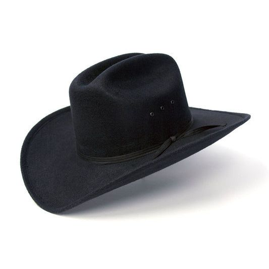 Black Faux Felt Western Cattleman Hat with Black Hat Band