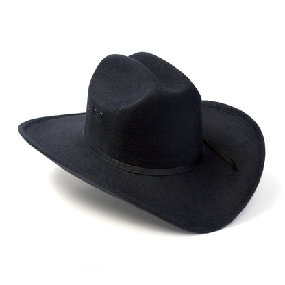 Black Faux Felt Western Cattleman Hat with Black Hat Band