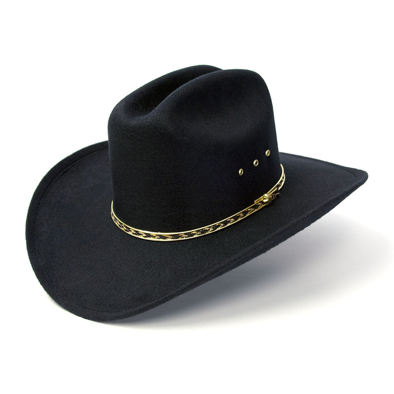 Black Faux Felt Western Cattleman Hat