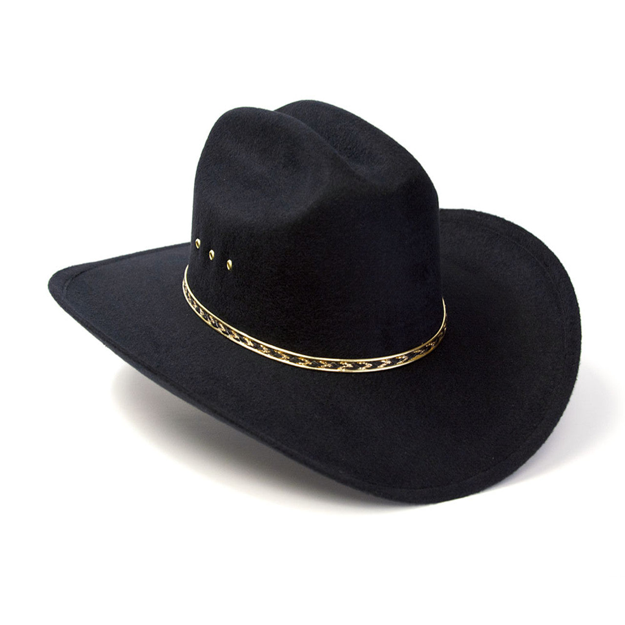 Black Faux Felt Western Cattleman Hat