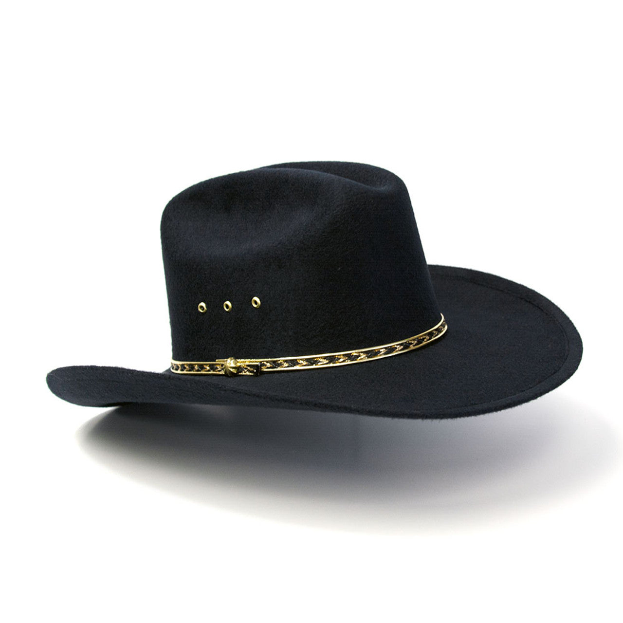 Black Faux Felt Western Cattleman Hat