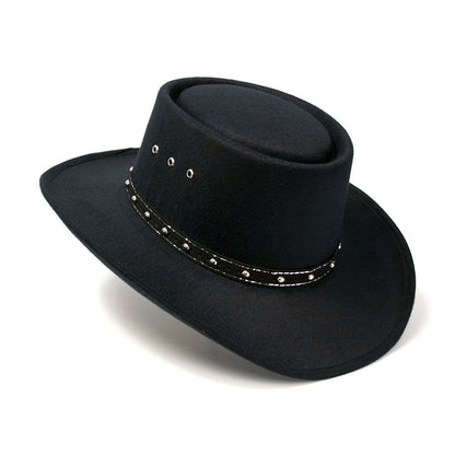 Black Faux Felt Western Gambler Hat