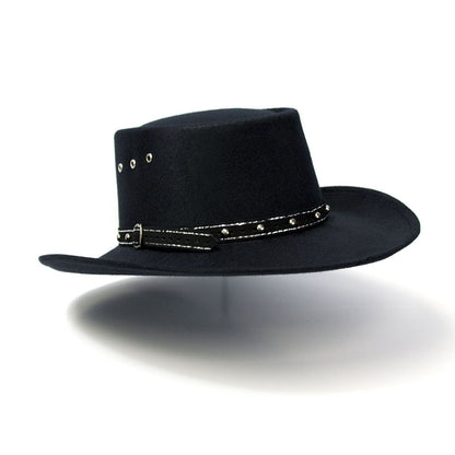 Black Faux Felt Western Gambler Hat