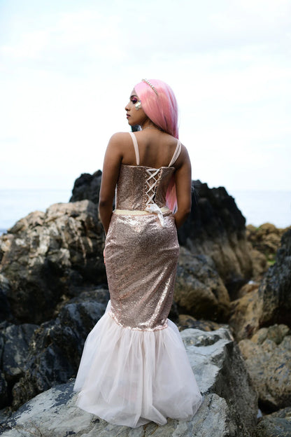 Blush Pink Mermaid Tail Costume Set for Adults - Perfect for Halloween Parties