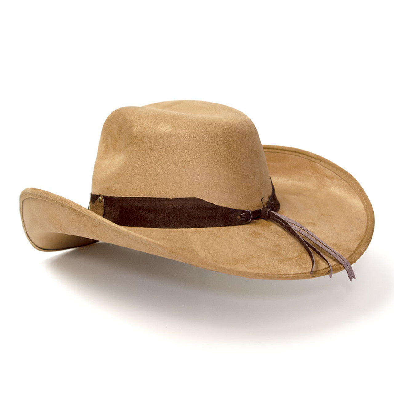 Camel Suede Like Western Hat with Diamond Concho Hat Band