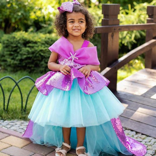 Pink Mermaid Fairytale Princess dress With Starfish Brooch