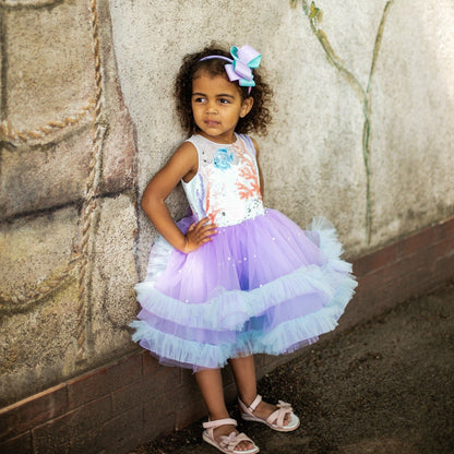 Sea Princess Dress, Mermaid Ruffle Tutu, Flower Birthday Dress