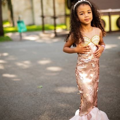 Mermaid Tail Sequins Dress, Girl Princess Birthday, Christmas Party Outfit