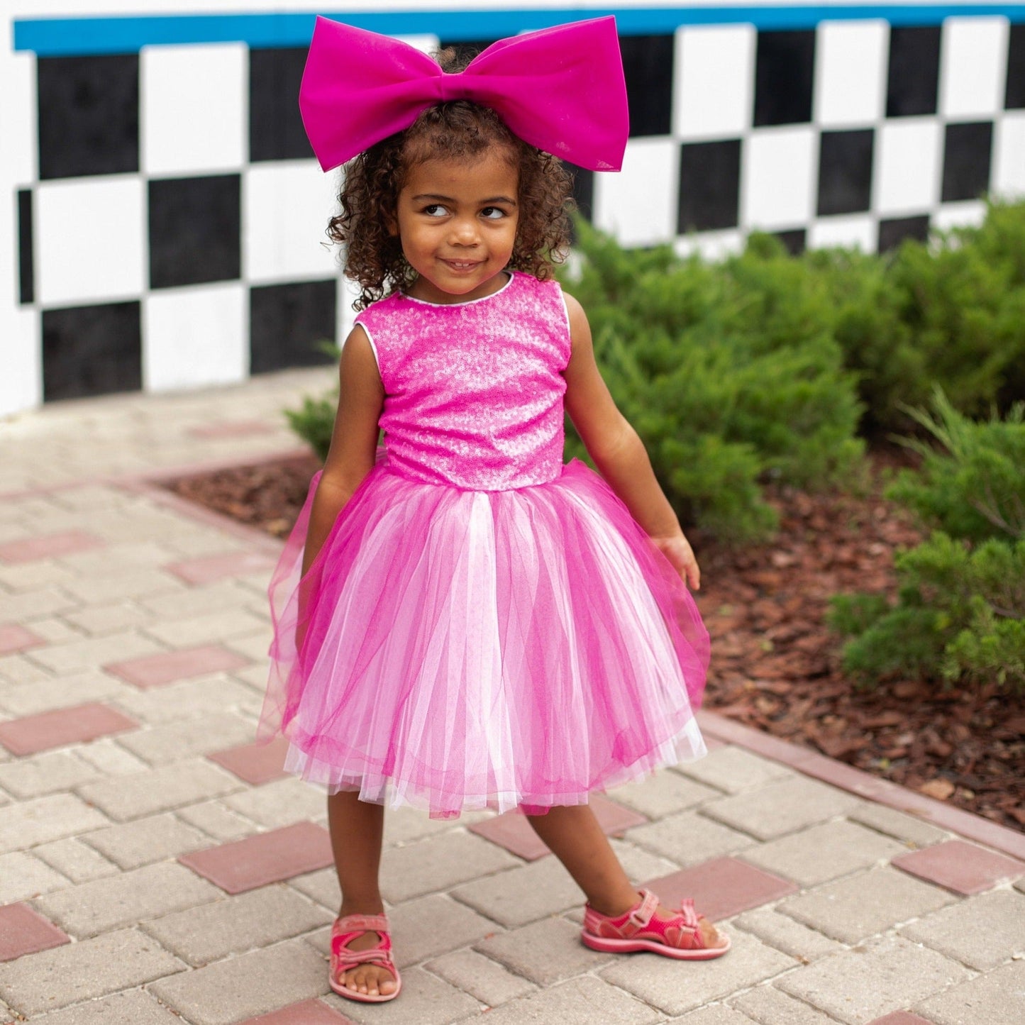 Pink Birthday Girl Tutu Dress With Glitter Sequin Wedding Dress