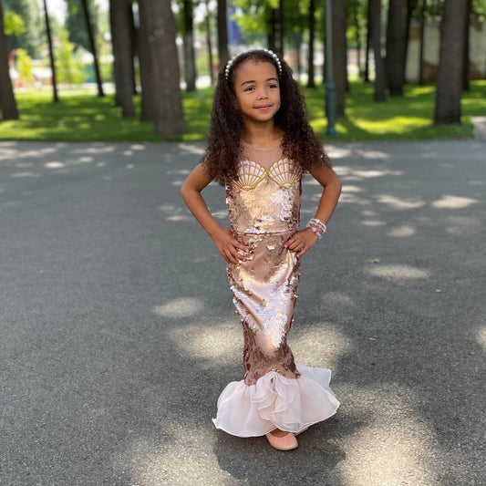 Mermaid Tail Sequins Dress, Girl Princess Birthday, Christmas Party Outfit