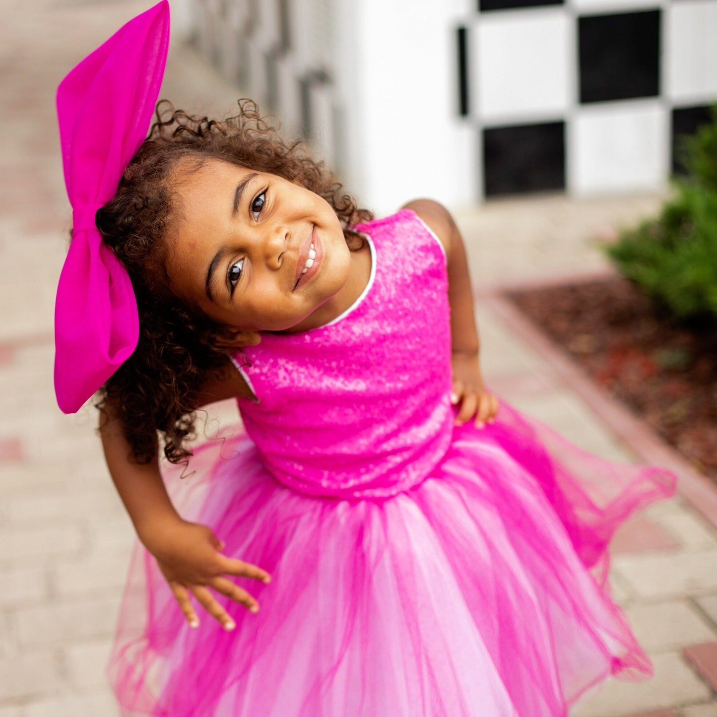 Pink Birthday Girl Tutu Dress With Glitter Sequin Wedding Dress