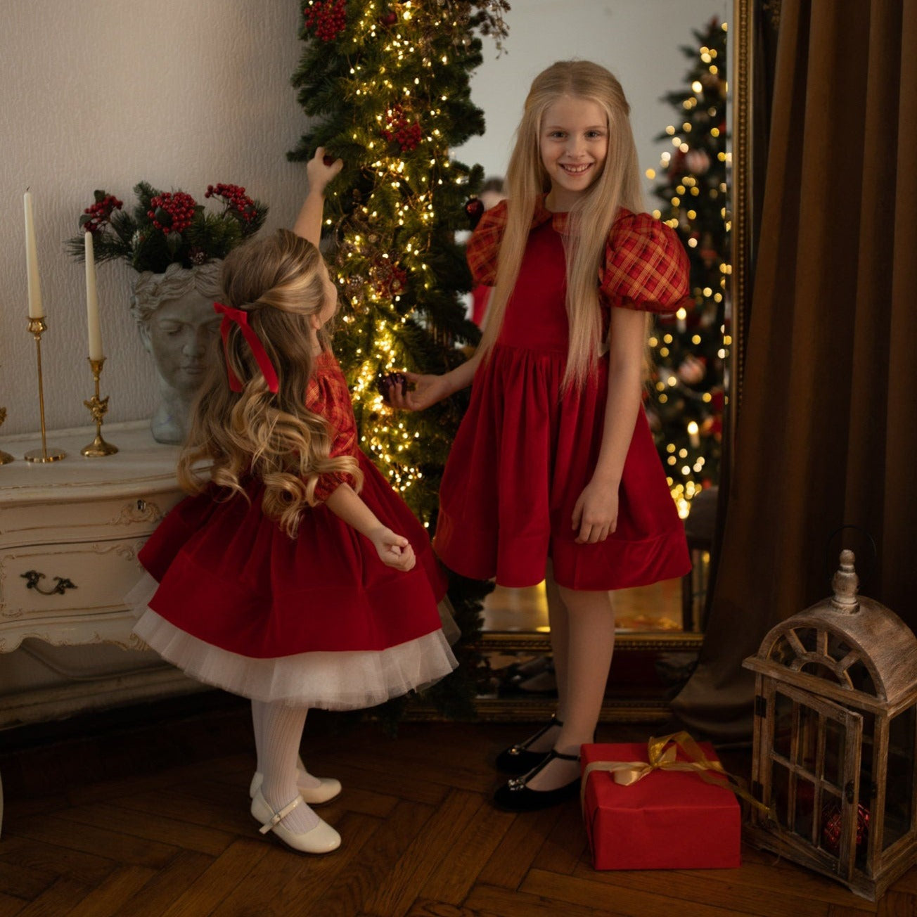 Christmas Present Girl Red Dress, FlowerWedding Birthday Outfit