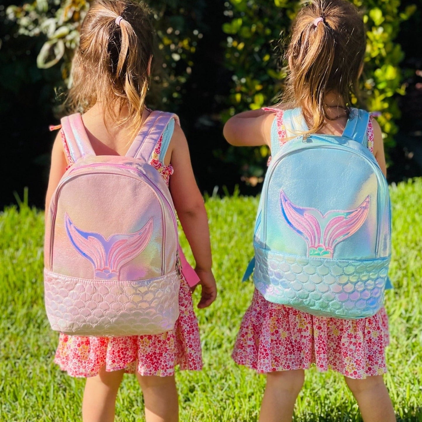 Mermaid Girl Backpack, School Pink Blue Perl Backpack