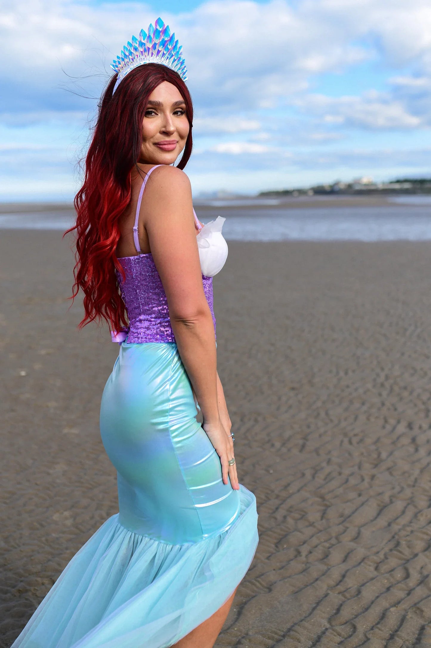 Adult Mermaid Costume - Sparkling Corset, Sequin Mermaid Top, Shimmering Skirt & Crown