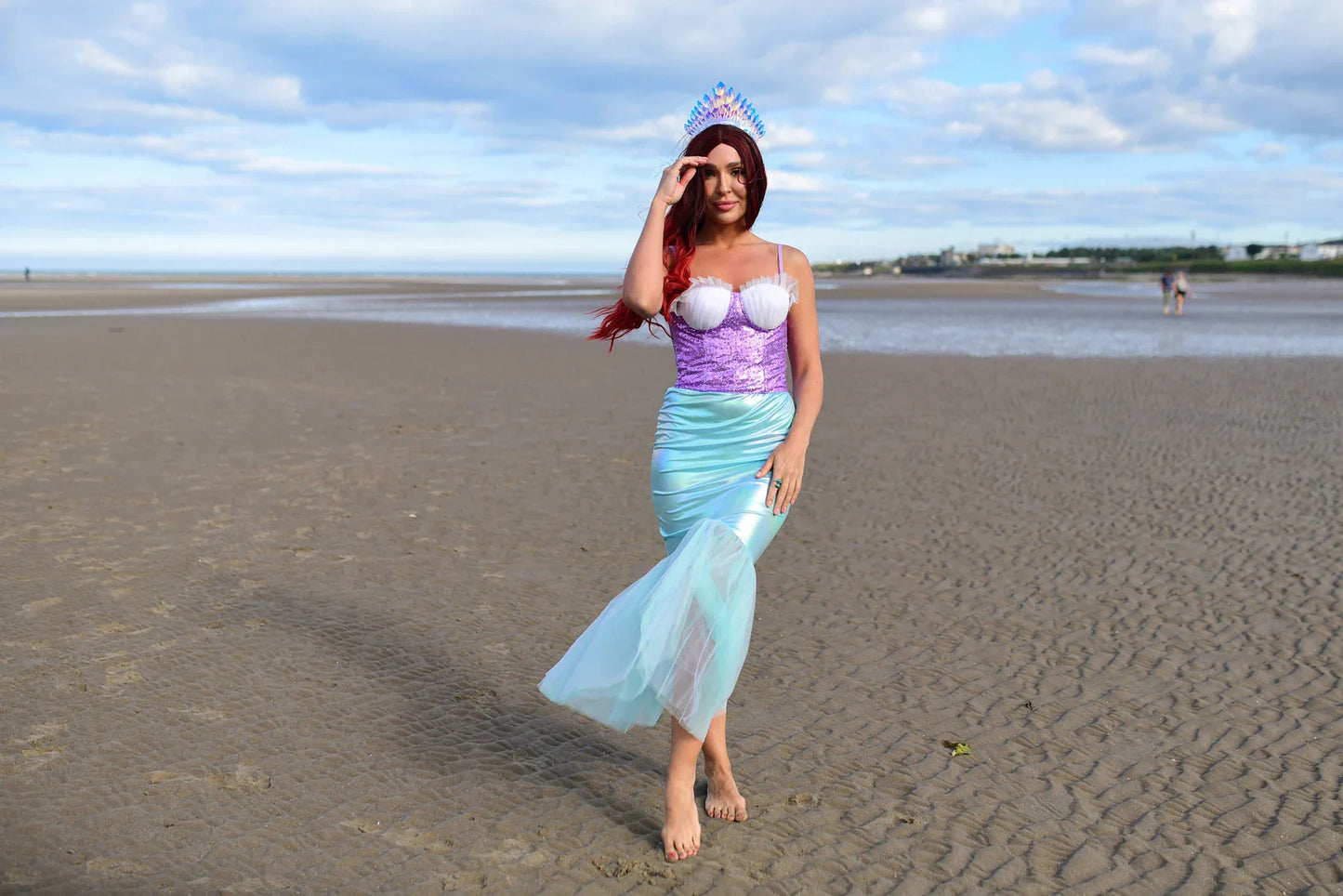 Adult Mermaid Costume - Sparkling Corset, Sequin Mermaid Top, Shimmering Skirt & Crown